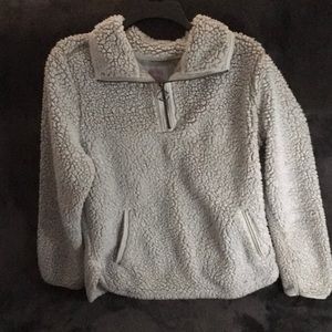 Cozy Sherpa | Cream Quarter Zip Sweater | Size Medium